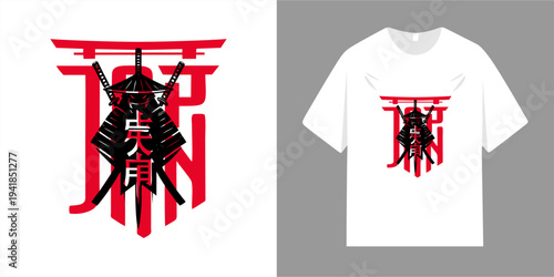 Japanese Samurai t-shirt design. Urban grunge typography and street graphics. Vector illustration designs for slogan t-shirts, t-shirts, fashion graphics, prints, tees, and hoodies.