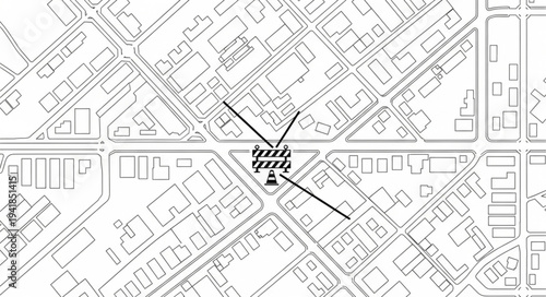 Detailed Street Map Illustration with Central Intersection Focus.
