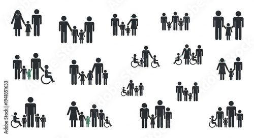 Diverse Family Pictograms - Representing Various Family Structures and Inclusivity.