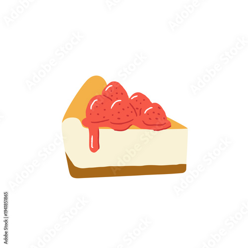 Hand Drawn Illustration of strawberry cheesecake