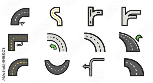Road and Street Icons - A Collection of Vector Graphics.