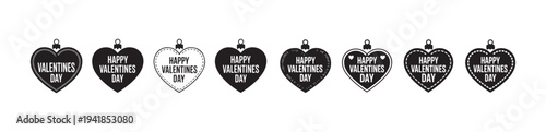 Happy Valentines day heart ornaments, love symbols, vector art, decorative elements