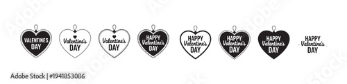 Valentine's day love heart tag icon set happy valentines day gift labels collection