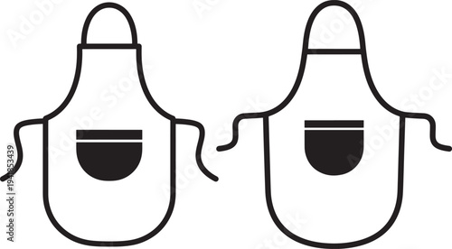 Apron icon silhouette set kitchen or chef wear object