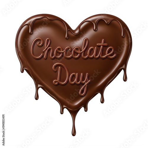 Chocolate heart with dripping chocolate to celebrate chocolate day