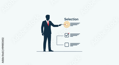 Vector illustration of business man selecting options