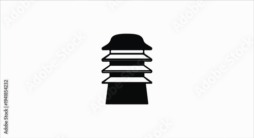 Stylized black graphic of a power line insulator on a white background