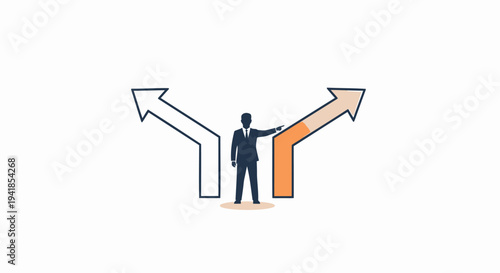 Businessman choosing direction with arrows vector