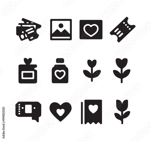 Valentines day icons collection isolated on white background vector graphics