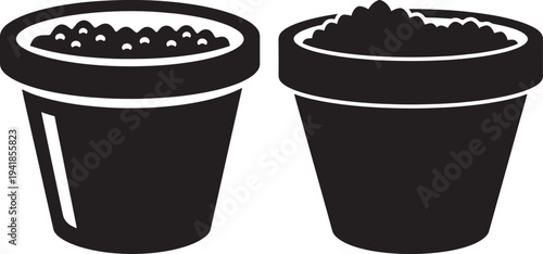 Flower pots icon silhouette on white background