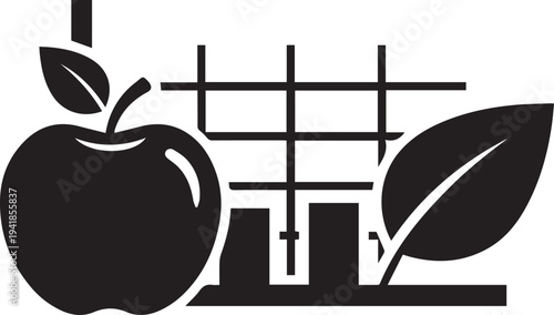 Abstract geometric grid with food and nutrition shapes