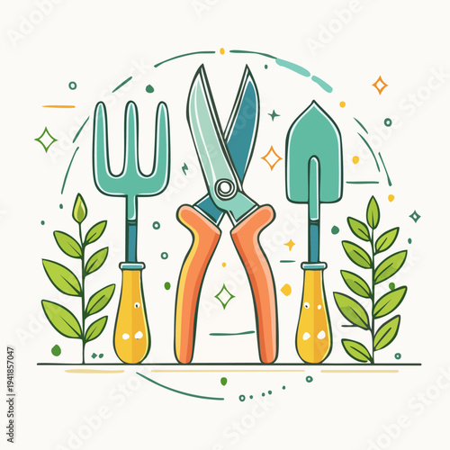 Gardening Tools Illustration.