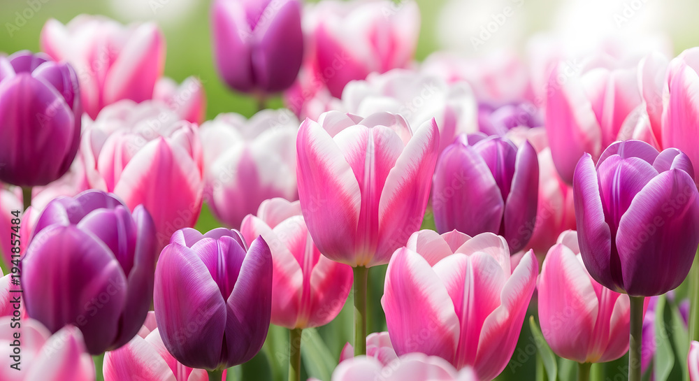 Fototapeta premium Vibrant tulips on easter sunday morning symbolizing renewal and joy