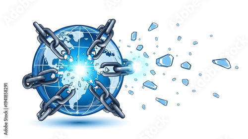 Earth Sphere Bound by Chains and Shattering, Concept of Global Sanctions and Collapse.