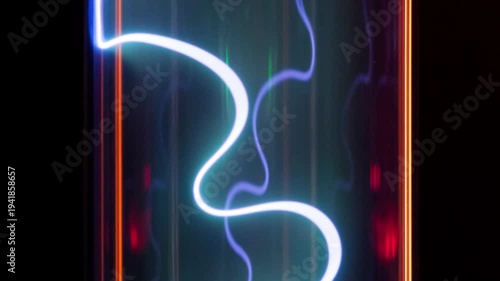 electric glowing blue discharges in the bulb
