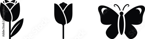 Easter sunday floral and butterfly symbols of renewal and resurrection