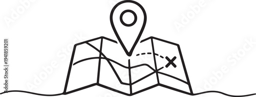 Map Pointer Navigation Location Marker Simple Outline Map Icon Vector Illustration Isolated On White Background