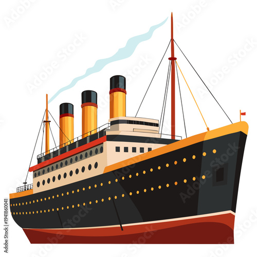 Vintage ocean liner ship sailing through open waters