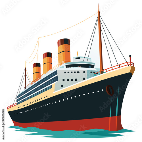 Vintage ocean liner sailing through calm waters on a sunny day