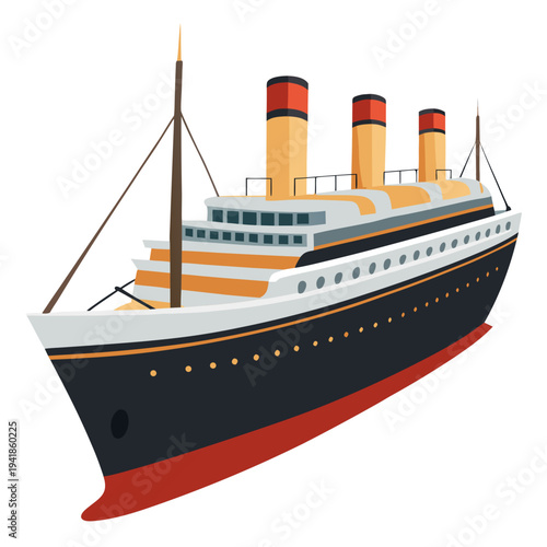 Vintage ocean liner ship sailing through open waters