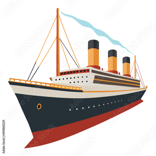 Vintage ocean liner sailing through open waters with smoke billowing