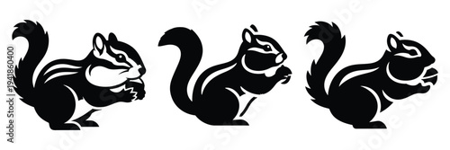 chipmunk silhouette icon set. Animals logos collection and isolated on White background