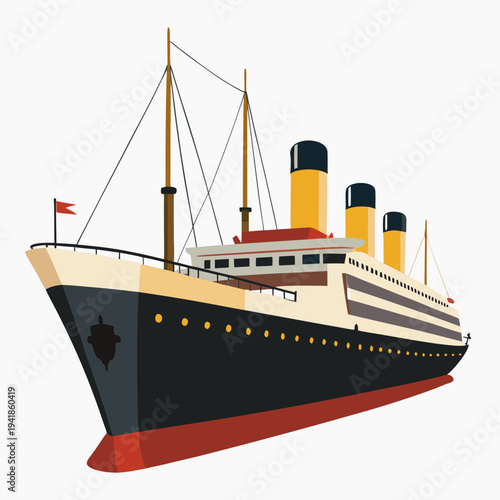 Vintage ocean liner ship sailing through open waters