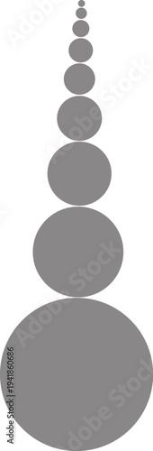 Stack of decreasing grey circles abstract geometric on white background