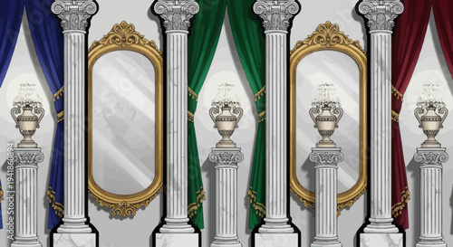 Luxury Mirrors and Busts on Pillars.