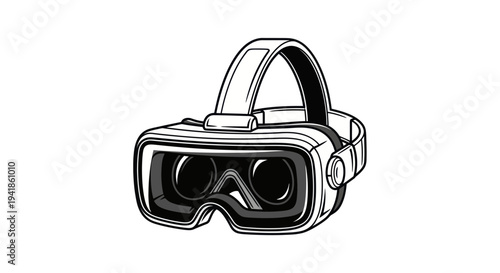 Virtual Reality Headset Illustration Black White.