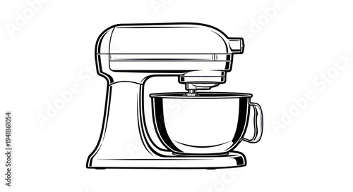 Stand Mixer Kitchen Appliance Illustration Line Art.