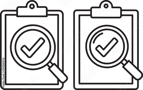 Checkmark icon silhouette graphic clipboard survey set