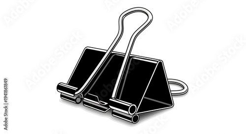 Black Metal Binder Clip Office Supply.