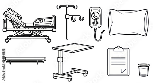 Hospital Equipment and Medical Supplies Illustration.