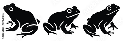 frog silhouette icon set. Animals logos collection and isolated on White background