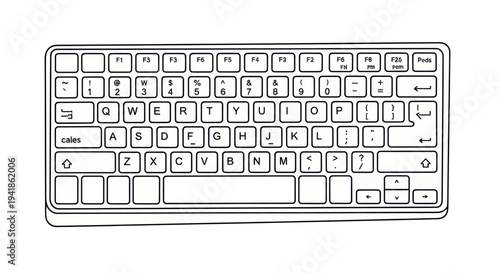 Detailed Illustration of Computer Keyboard Keys.