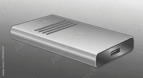 Silver Portable Power Bank with USB Port.