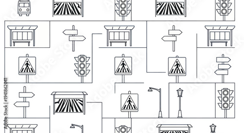 Traffic Signs and Signals Illustration Set.