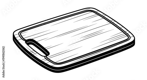 Black and White Illustration of Cutting Board.