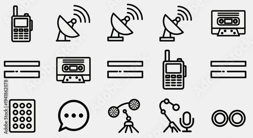 Collection of Simple Communication Device Icons.