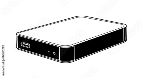 External Hard Drive Illustration Simple Design.