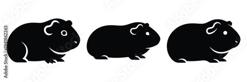 guinea pig silhouette icon set. Animals logos collection and isolated on White background