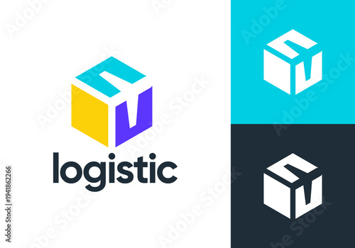 box with airplane logo. delivery order logistics symbol vector design