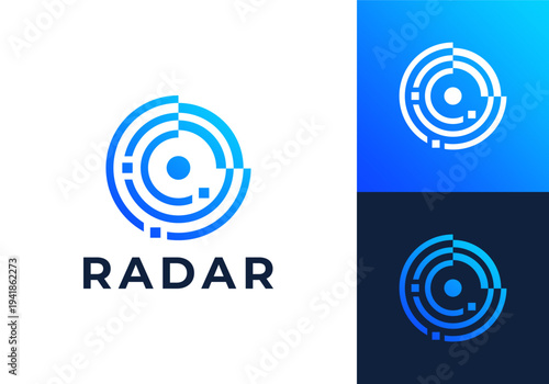 logo wave detection radar. network signal technology connectivity symbol icon design