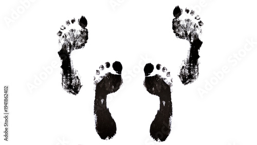 Wallpaper Mural Huellas en tinta negra con fondo blanco de pies de hombre y mujer, huellas eróticas. Torontodigital.ca