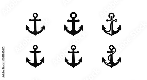 A collection of nautical anchor symbols and logos on a white background
