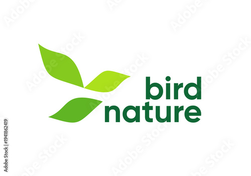 abstract leaf bird logo. falcon dove eagle design icon concept