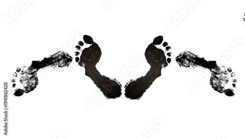 Wallpaper Mural Huellas en tinta negra con fondo blanco de pies de hombre y mujer, huellas eróticas. Torontodigital.ca