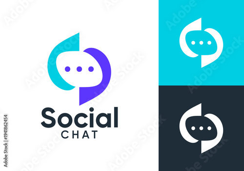 online chat logo communication concept vector design