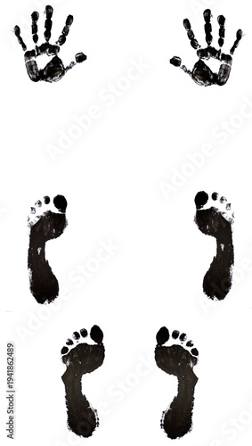 Wallpaper Mural Huellas en tinta negra con fondo blanco de pies y manos de hombre y mujer, huellas eróticas. Torontodigital.ca